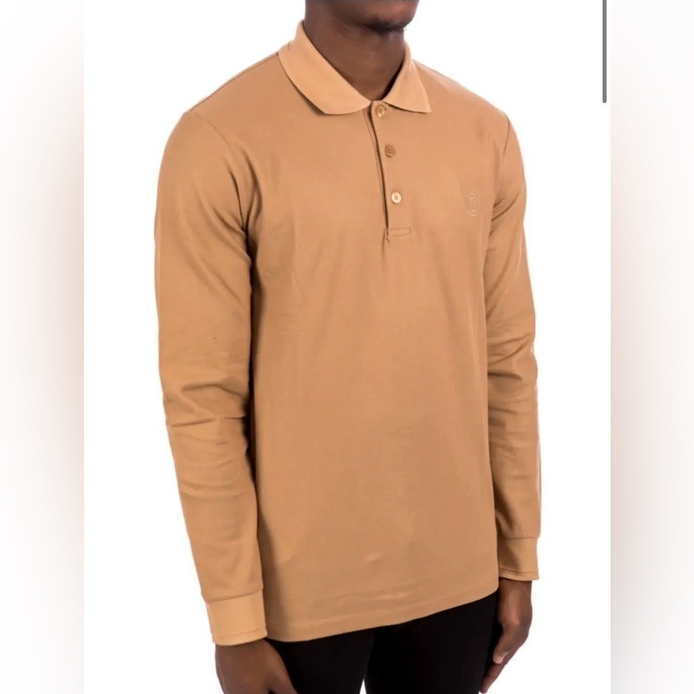 Hugo Boss Brown Pima Cotton Long Sleeve Polo Large